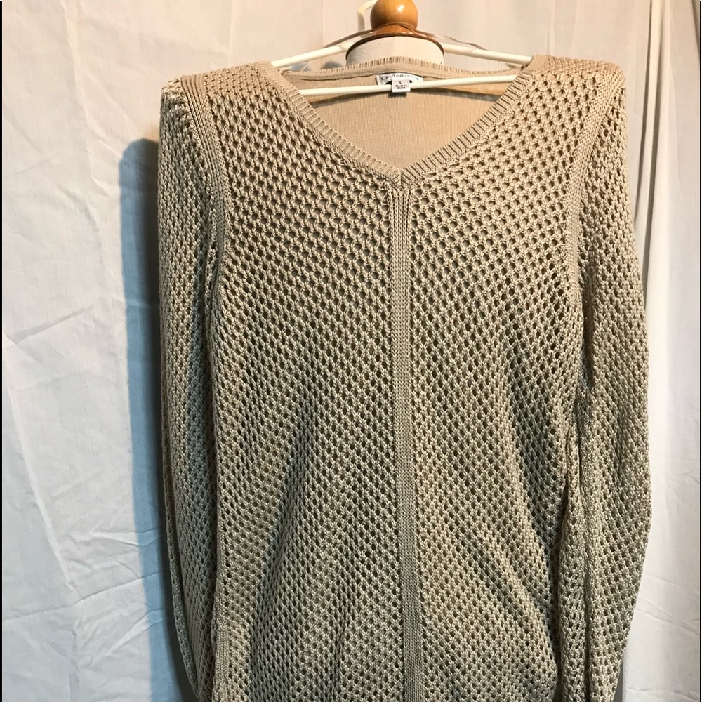 Tan Net Sweater Lg